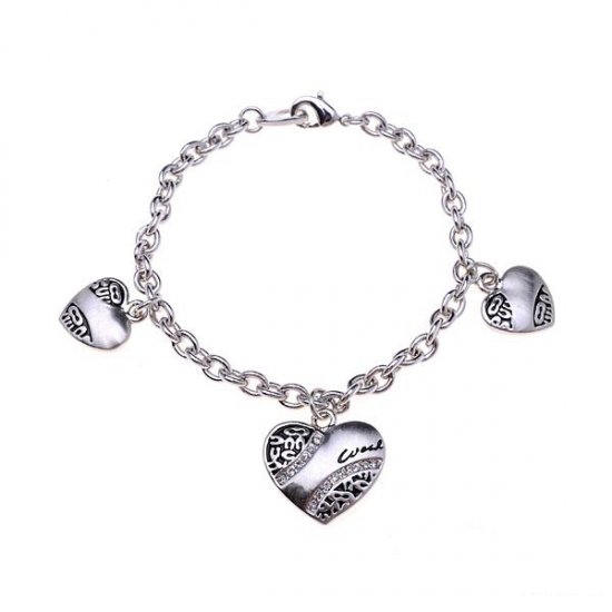 Coach Heart Signature Silver Bracelets ALF | Women - Click Image to Close